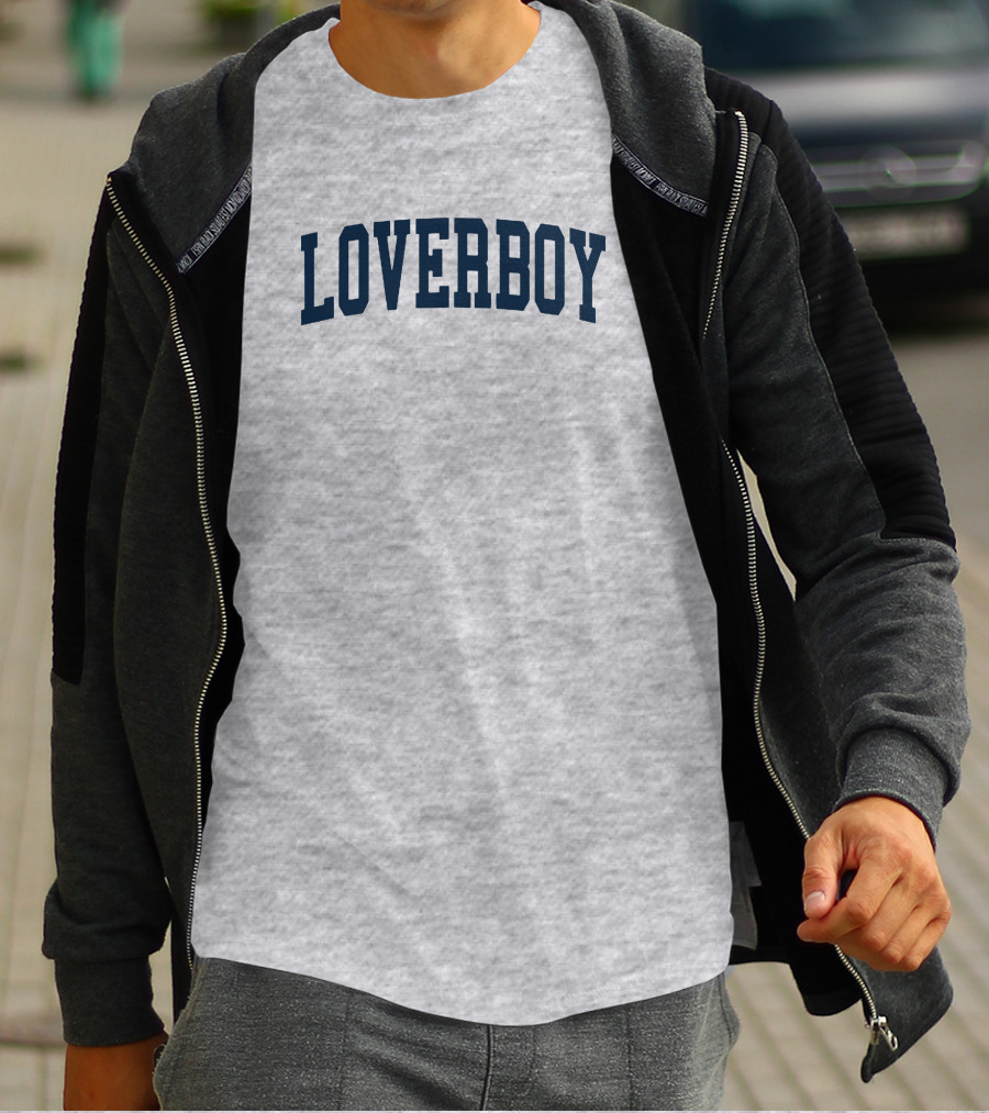 LOVERBOY Merch Grey College Font T-Shirt