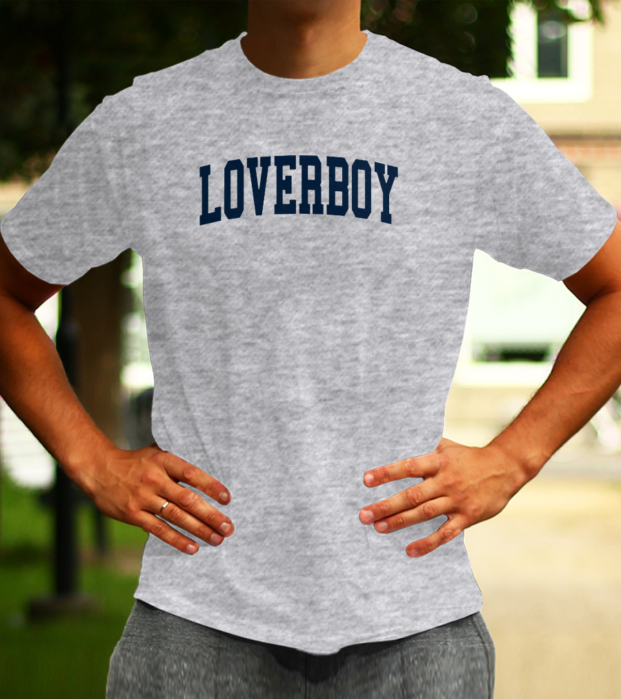 LOVERBOY Merch Grey College Font T-Shirt