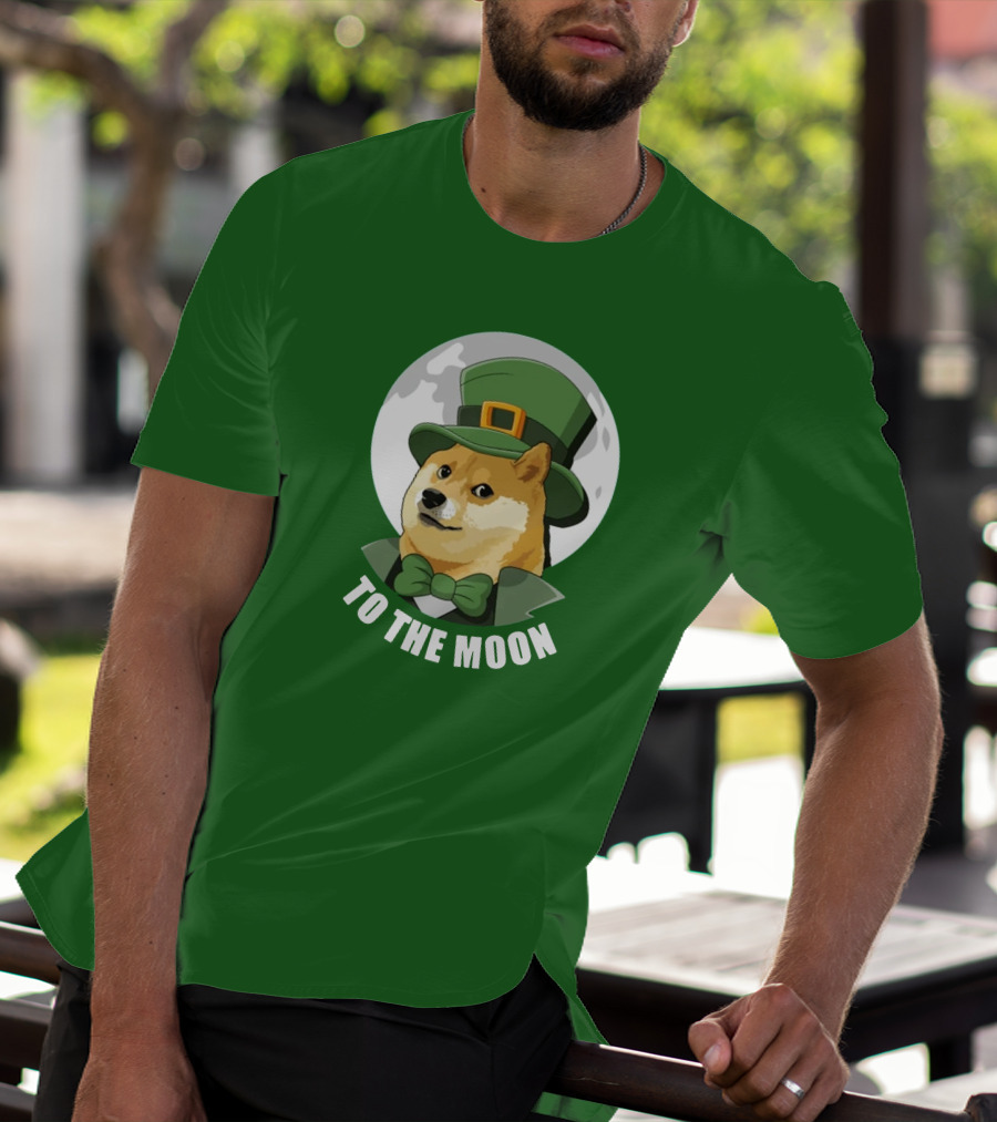 TO THE MOON Doge Leprechaun T-Shirt