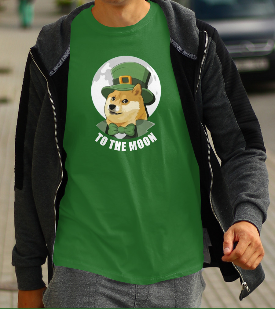 TO THE MOON Doge Leprechaun T-Shirt