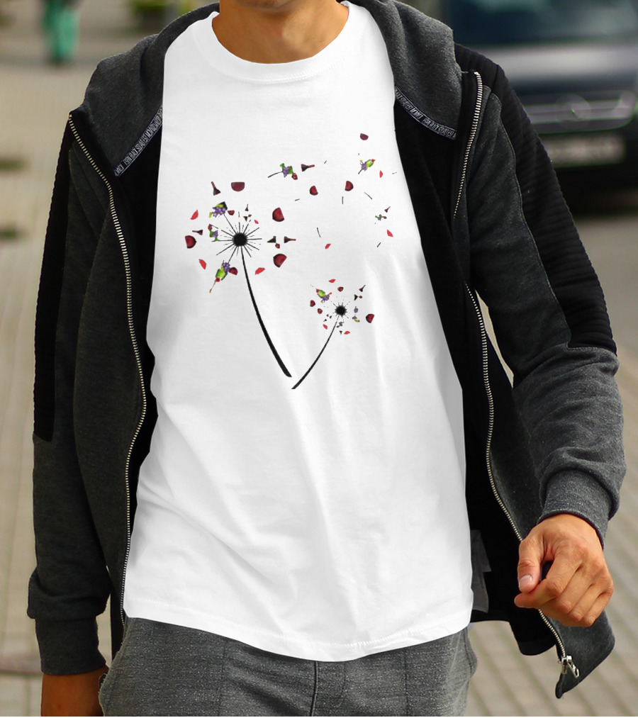 Wine Dandelion Petals Fluttering T-Shirt