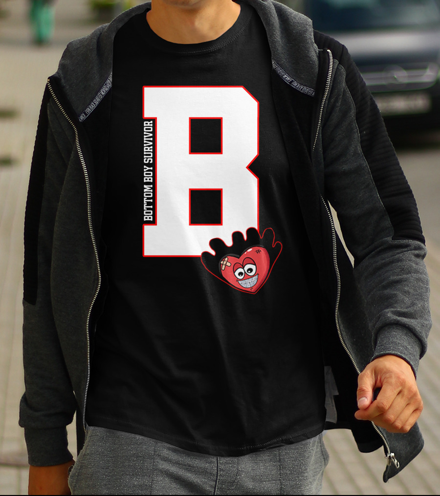 Bottom Boy Survivor B With Cartoon Heart T-Shirt