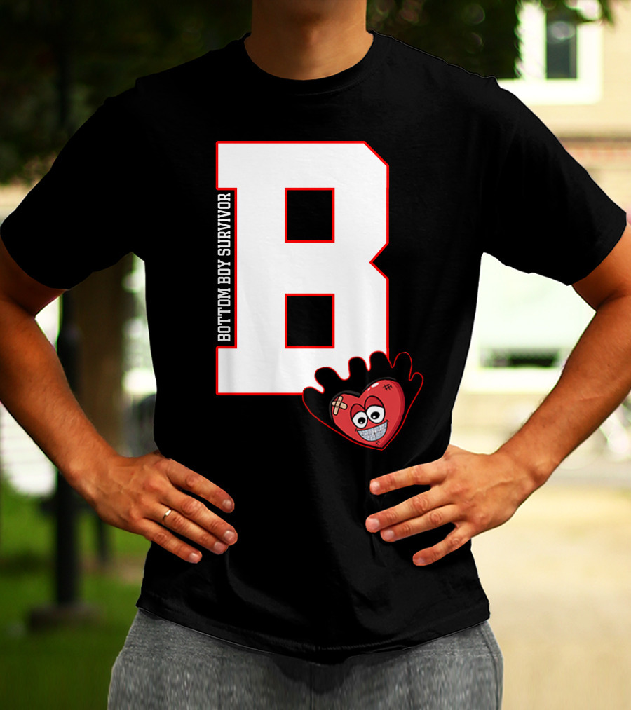 Bottom Boy Survivor B With Cartoon Heart T-Shirt