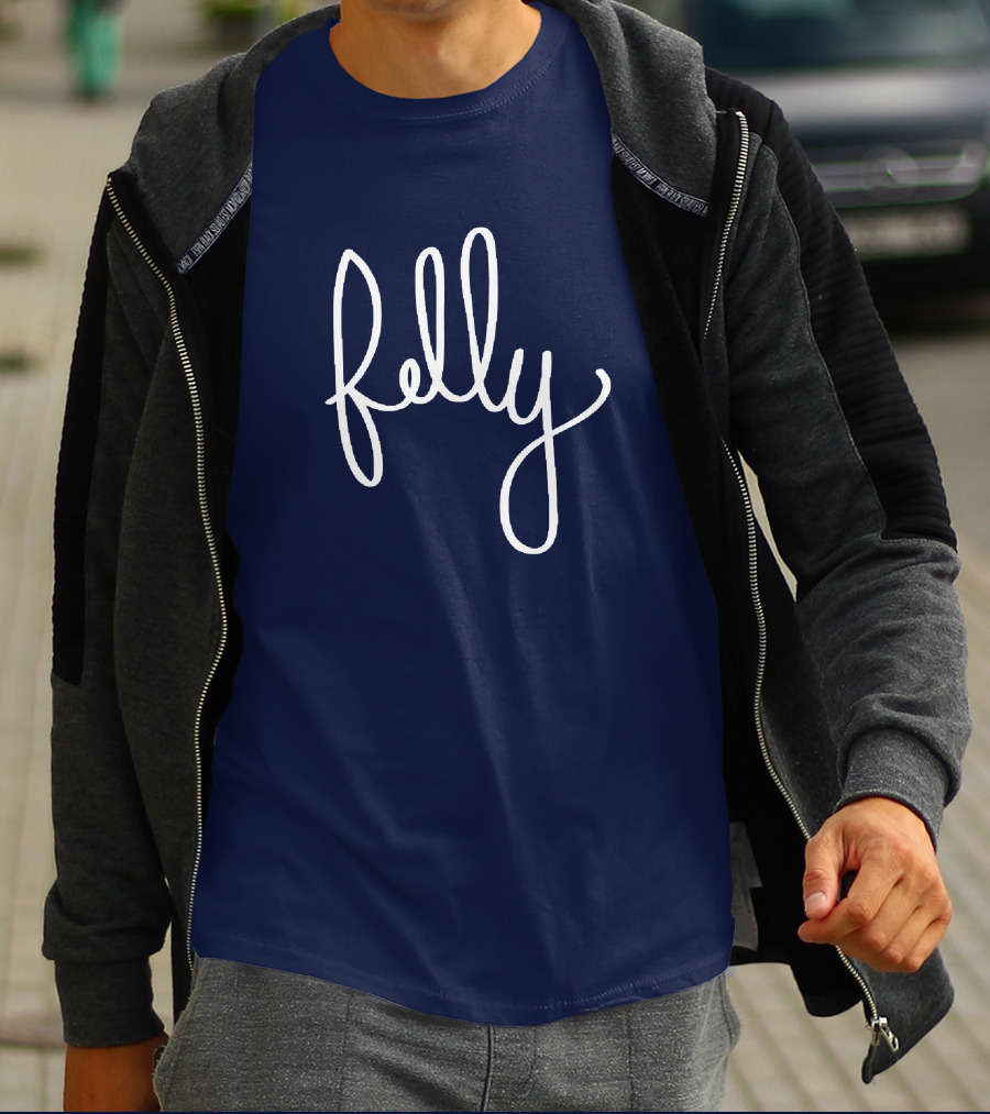 Felly Handwritten Script Navy T-Shirt