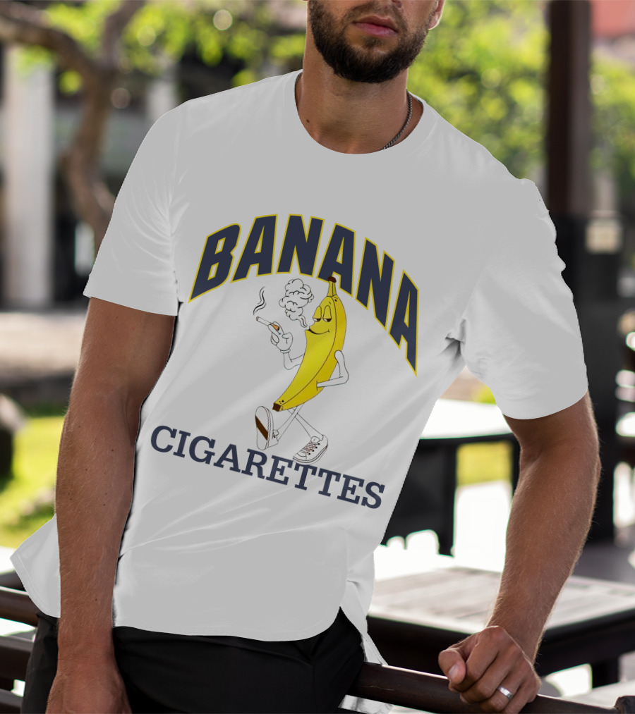 BANANA CIGARETTES Smoky Cartoon Character Smoking Banana T-Shirt
