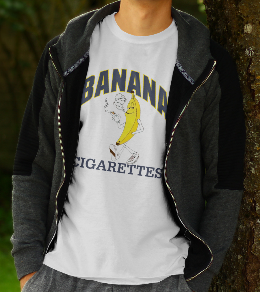 BANANA CIGARETTES Smoky Cartoon Character Smoking Banana T-Shirt