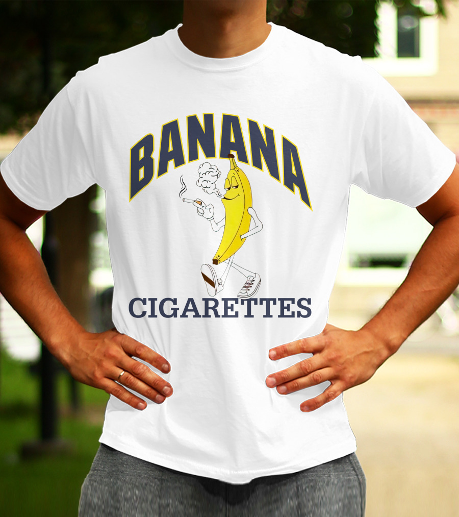 BANANA CIGARETTES Smoky Cartoon Character Smoking Banana T-Shirt
