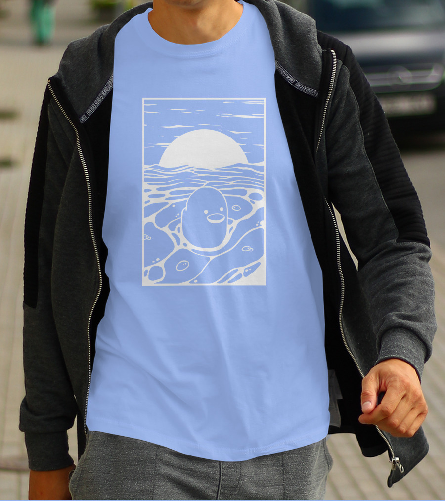 Tubbo By The Sea Shop Duck Sunset Ocean Waves T-Shirt