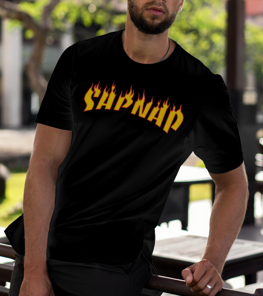 Sapnap Flame Text Design Black T-Shirt