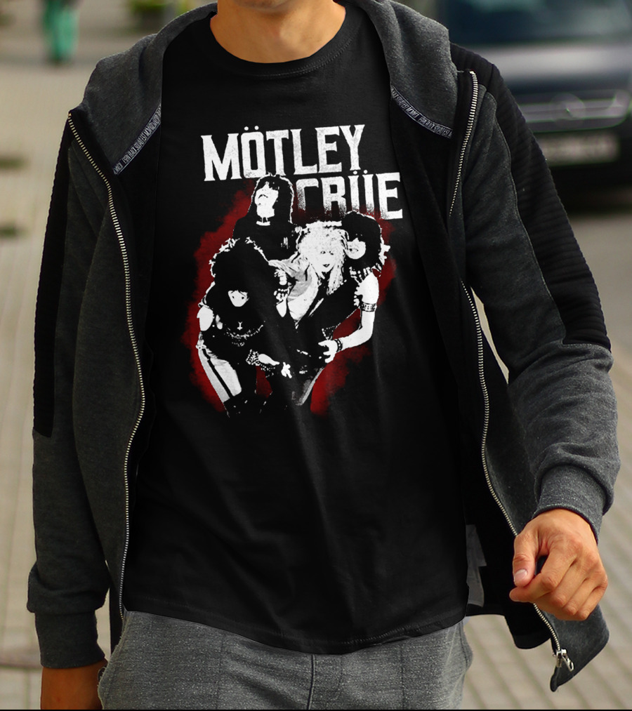 Mötley Crüe Vintage Band Photo Black And Red T-Shirt