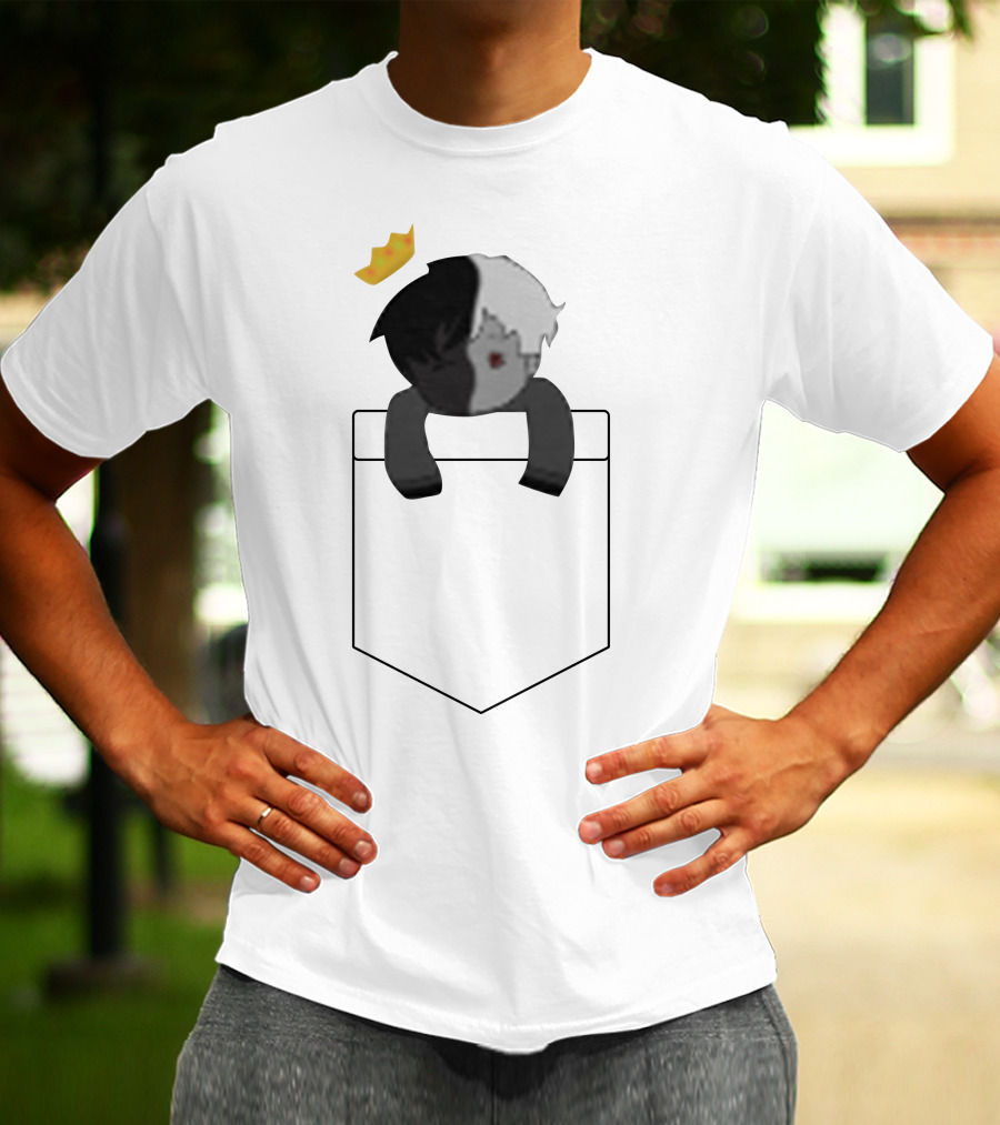 Ranboo Dual-Toned Character With Crown In Pocket T-Shirt
