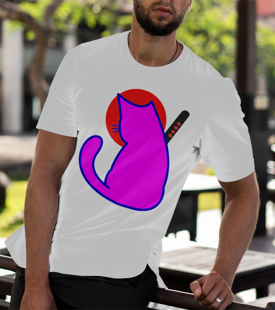 Sodapoppin Merch Pink Cat Samurai Sun T-Shirt