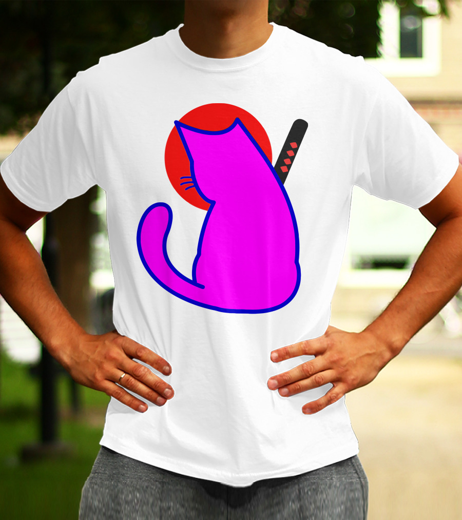 Sodapoppin Merch Pink Cat Samurai Sun T-Shirt