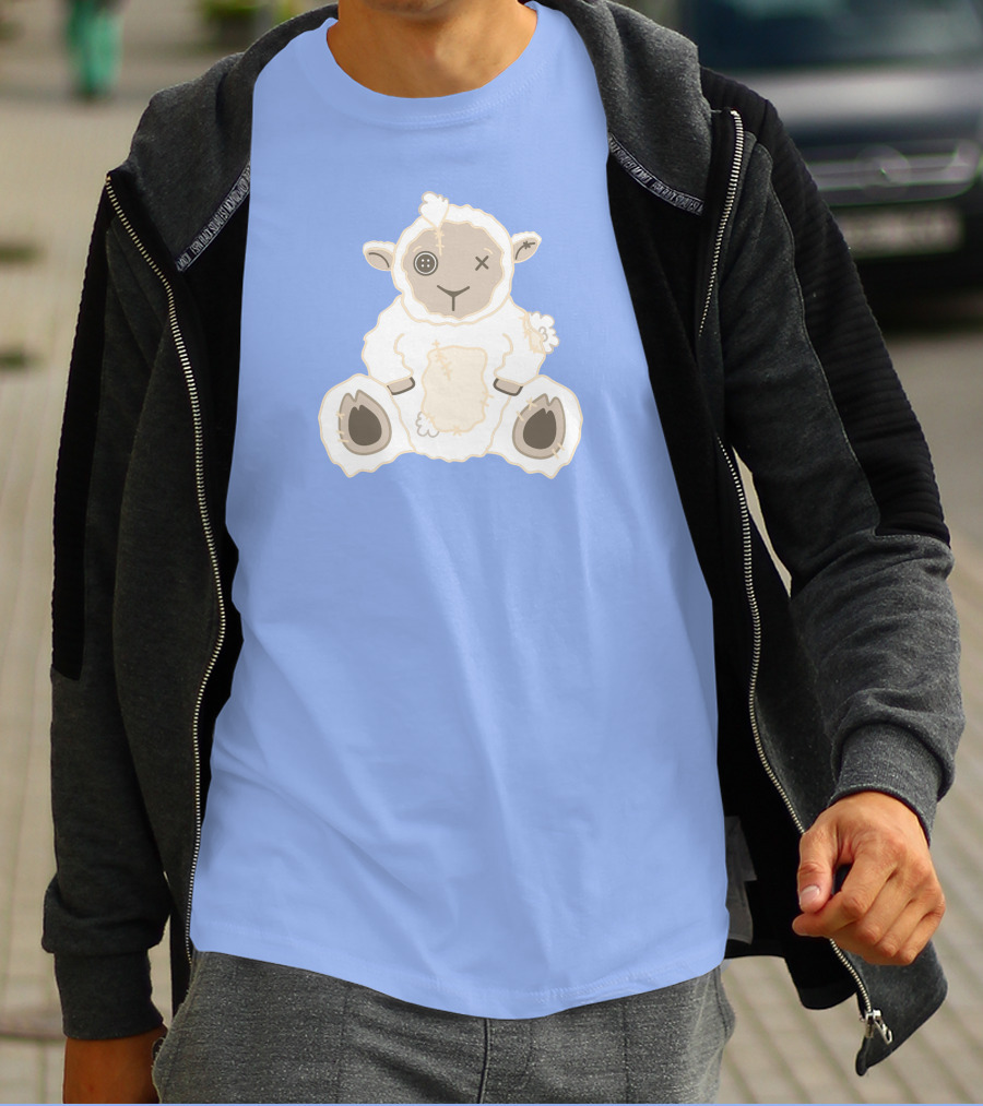 Captain Puffy Merch Sheep Plush Button Eye Patchwork T-Shirt