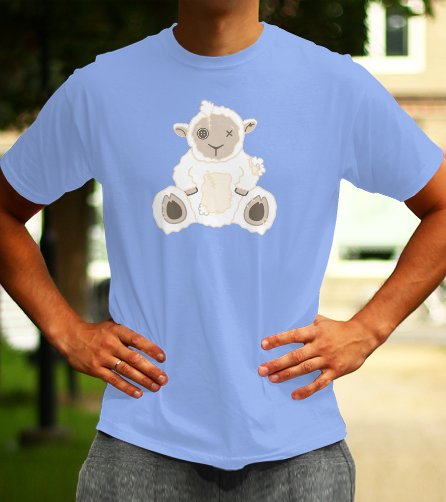 Captain Puffy Merch Sheep Plush Button Eye Patchwork T-Shirt