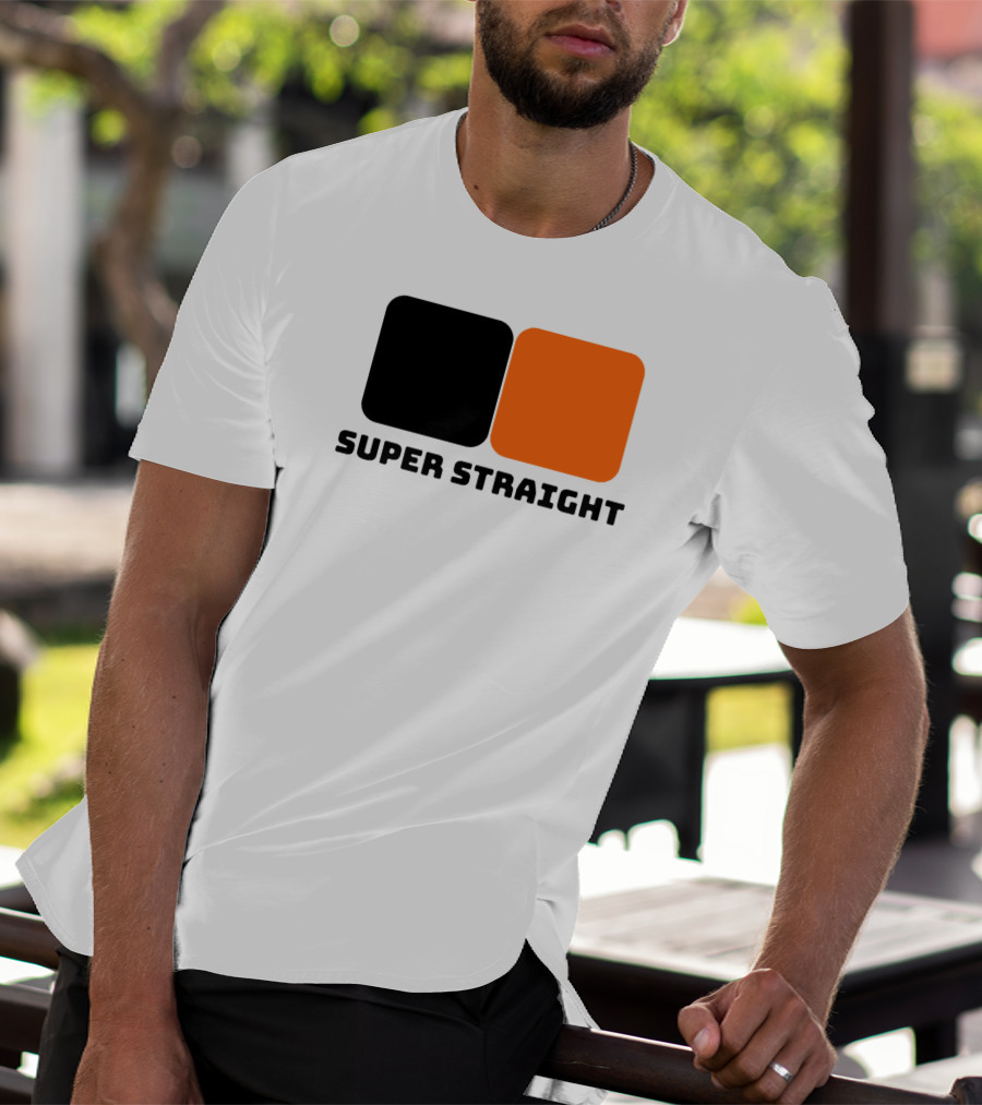 Super Straight Black Orange Square T-Shirt