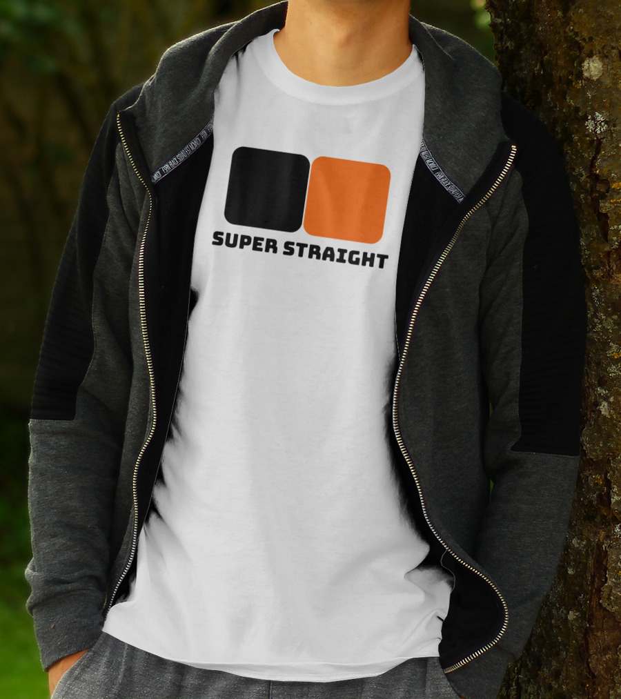 Super Straight Black Orange Square T-Shirt