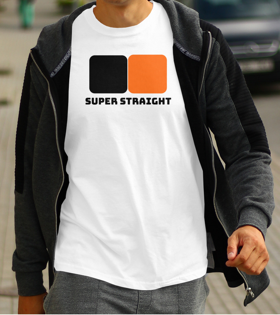 Super Straight Black Orange Square T-Shirt