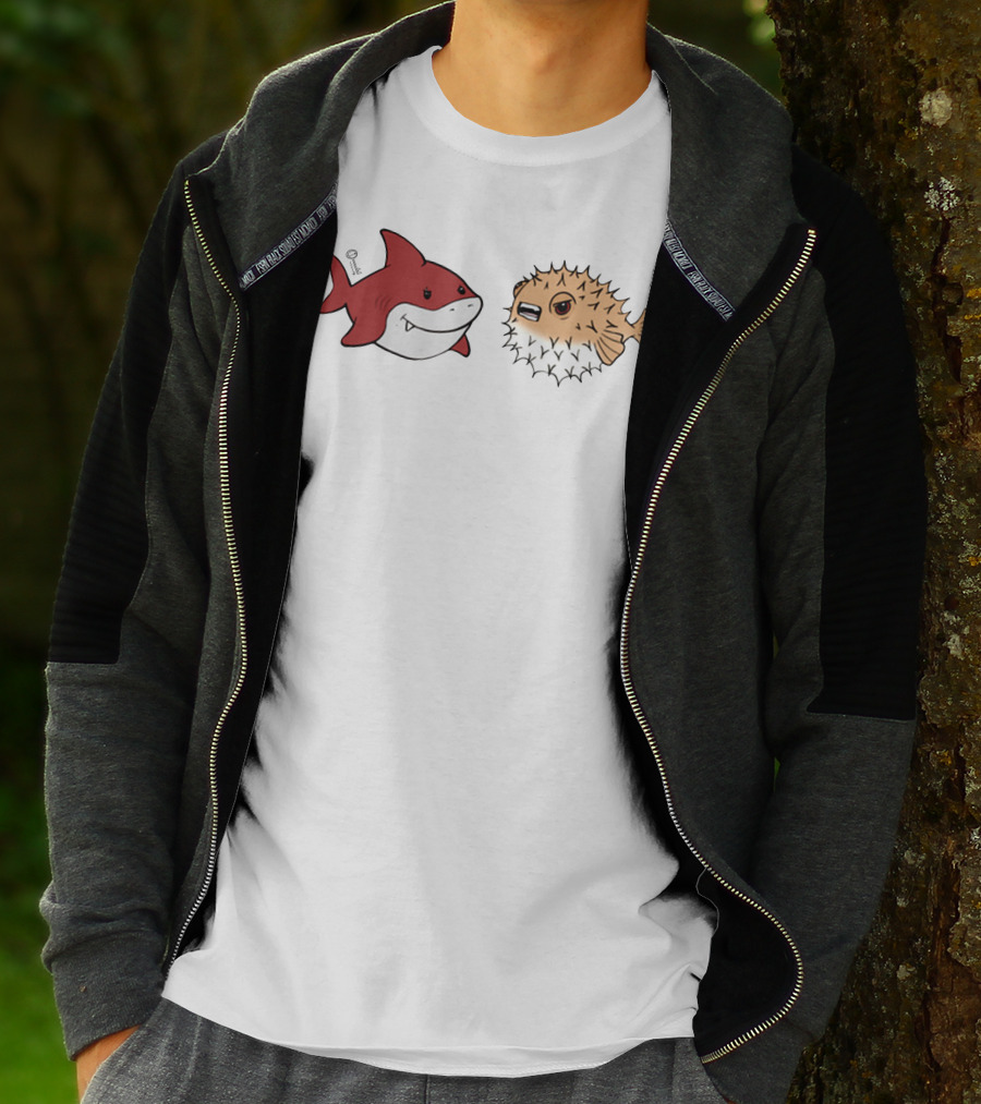 Bonfire Lowkey Anime Merch Shark And Pufferfish Duo T-Shirt