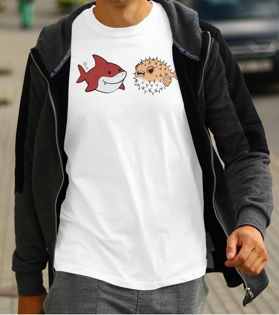 Bonfire Lowkey Anime Merch Shark And Pufferfish Duo T-Shirt