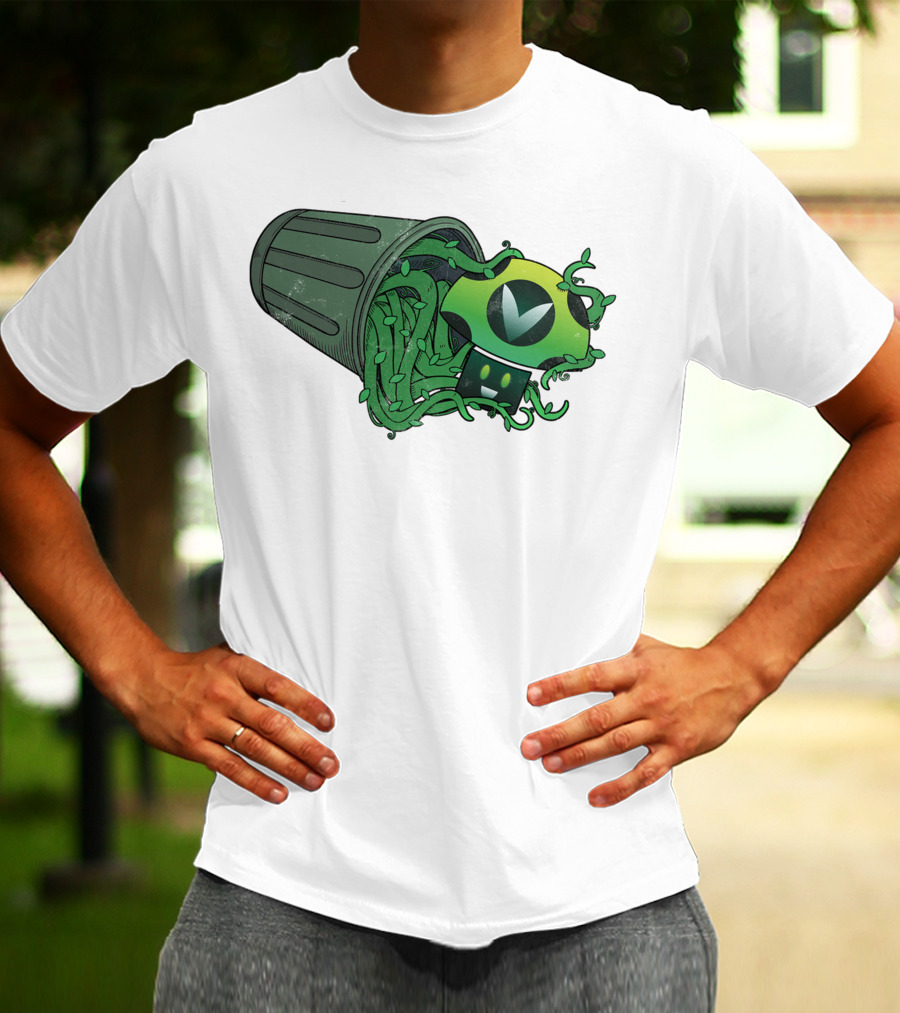Vinesauce Trash Can With Green Goo And Controller T-Shirt