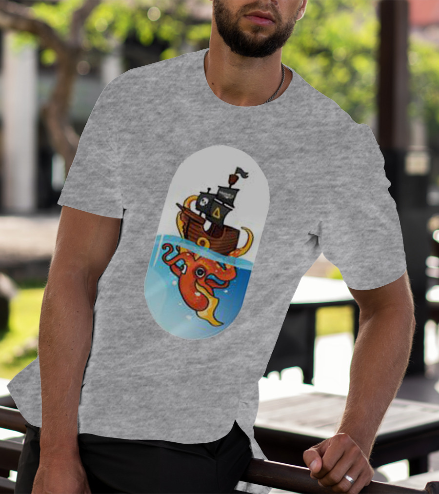 A For Adley Pirate Ship And Orange Octopus Adventure T-Shirt