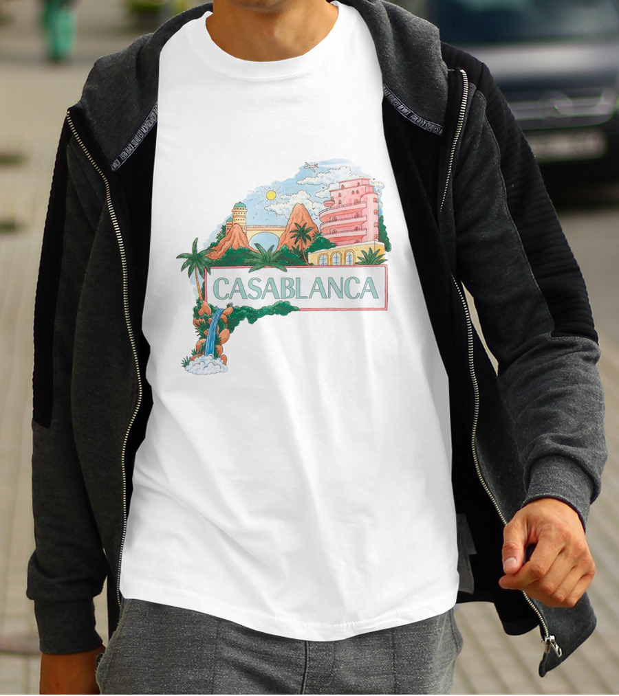 Casablanca Merch Casa Views With Scenic Landscape And Art Deco Elements T-Shirt