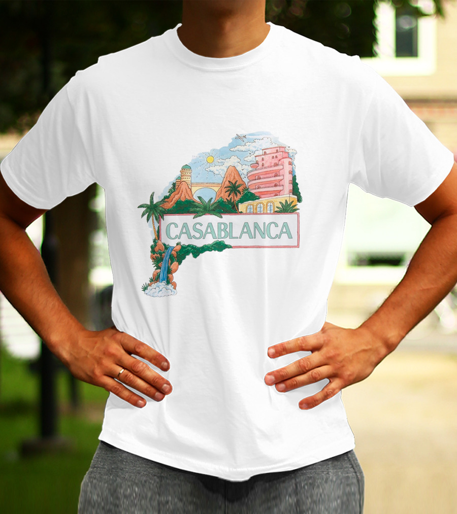 Casablanca Merch Casa Views With Scenic Landscape And Art Deco Elements T-Shirt