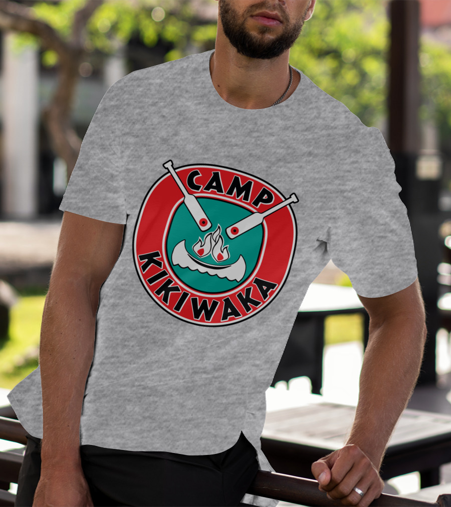 Camp Kikiwaka Logo With Canoe And Campfire Emblem T-Shirt