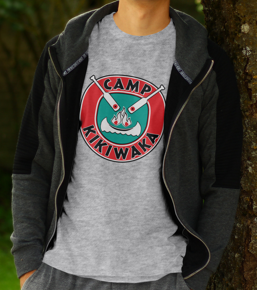Camp Kikiwaka Logo With Canoe And Campfire Emblem T-Shirt
