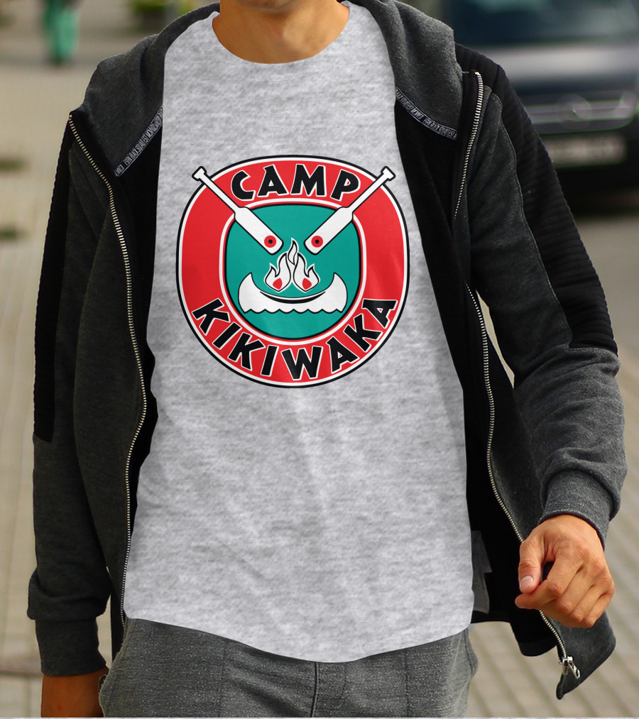 Camp Kikiwaka Logo With Canoe And Campfire Emblem T-Shirt