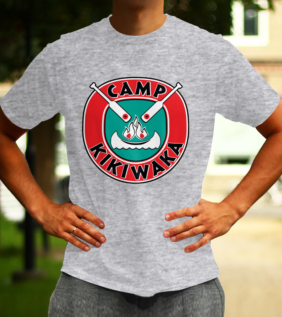 Camp Kikiwaka Logo With Canoe And Campfire Emblem T-Shirt
