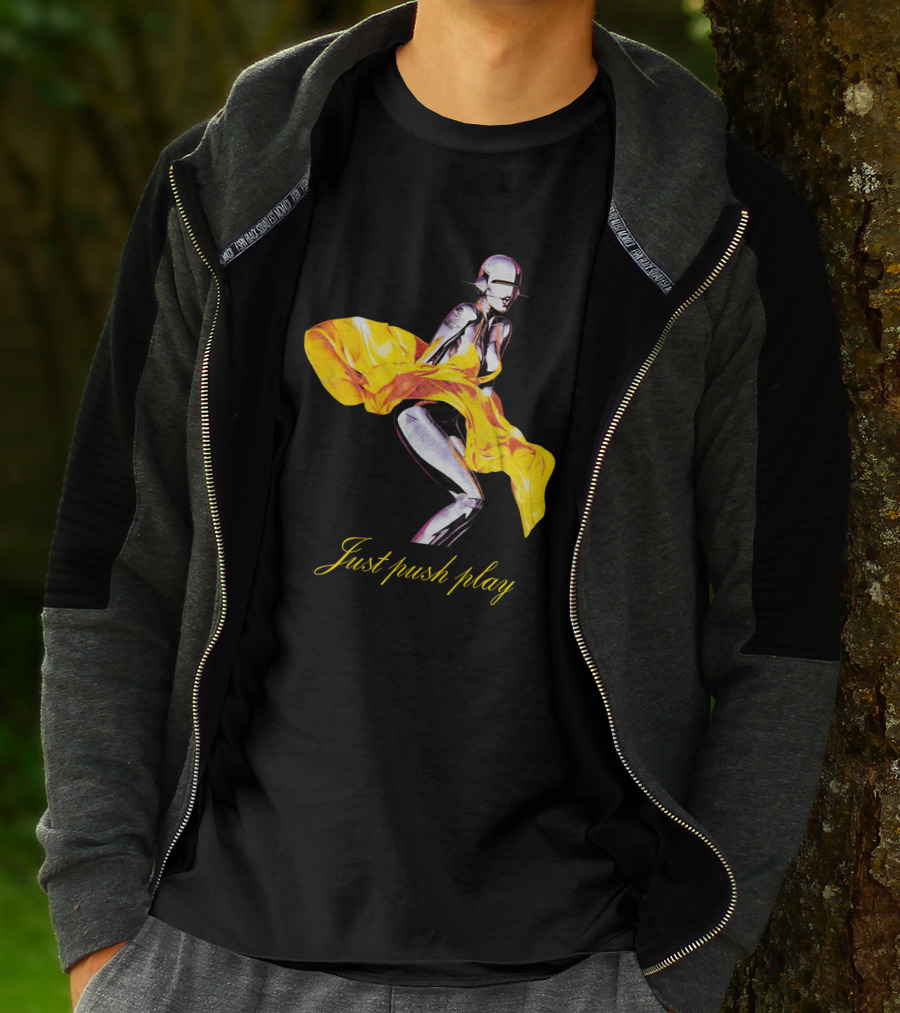 Brody Jenner Aerosmith 2001 Just Push Play Yellow Robotic Figure T-Shirt