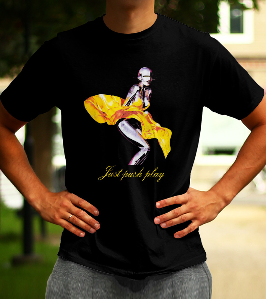 Brody Jenner Aerosmith 2001 Just Push Play Yellow Robotic Figure T-Shirt