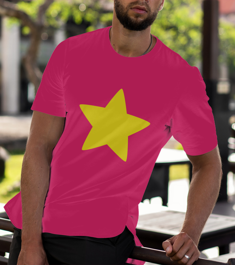 Steven Universe Yellow Star On Pink Background Cosplay T-Shirt