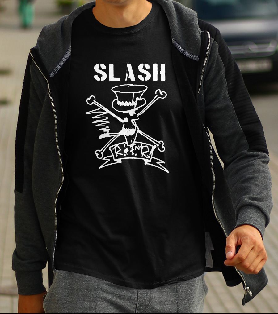 Slash Crossbones R N' R Skull Top Hat T-Shirt
