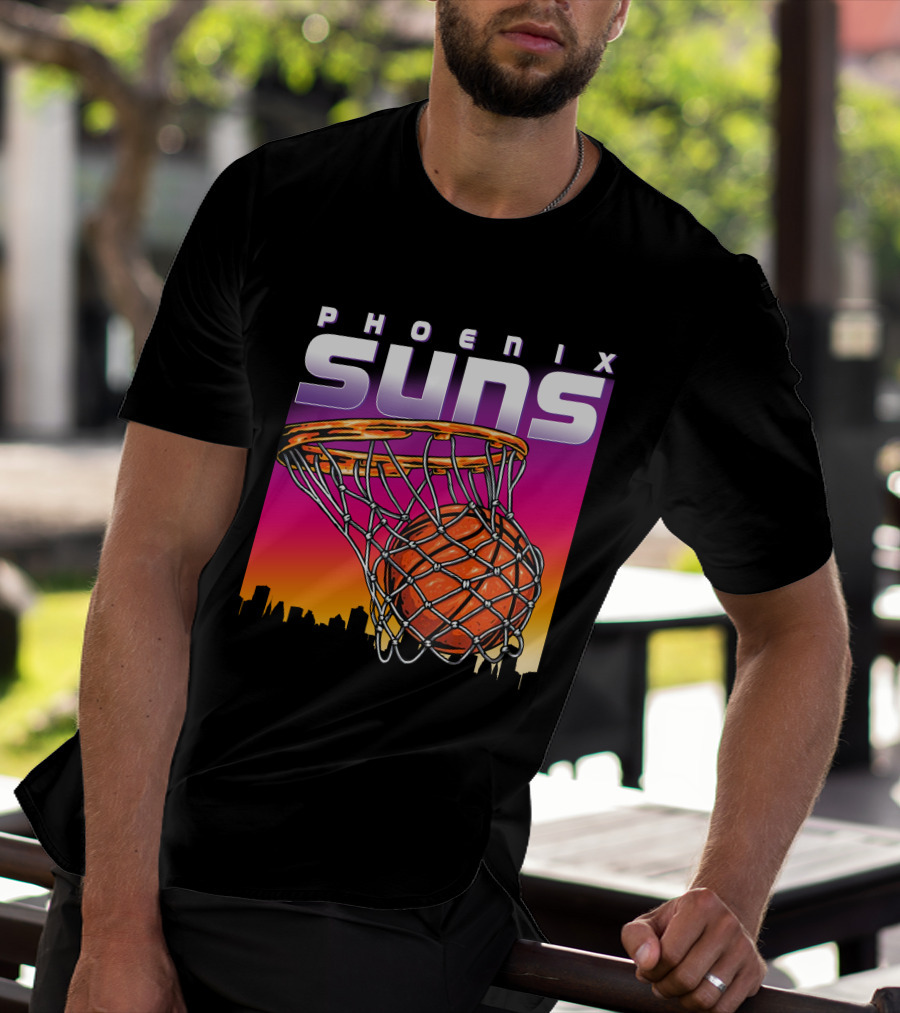 Phoenix Suns Modern Basketball Skyline Sunset T-Shirt