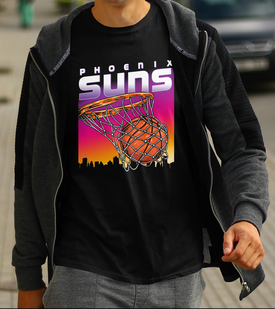 Phoenix Suns Modern Basketball Skyline Sunset T-Shirt