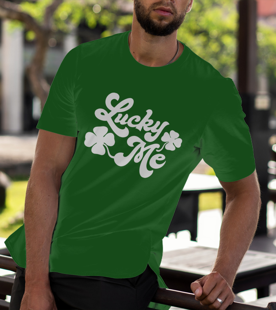 Charlie Hustle Lucky Me St Patrick's Day Green Shamrock T-Shirt