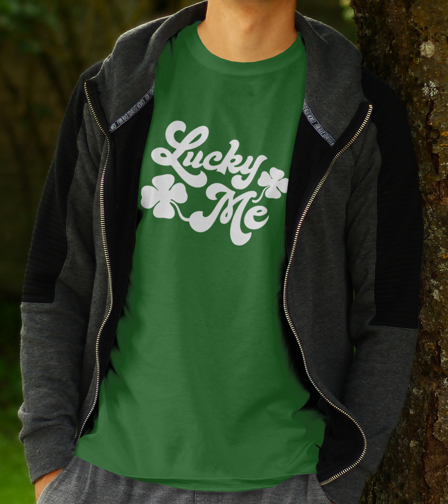 Charlie Hustle Lucky Me St Patrick's Day Green Shamrock T-Shirt