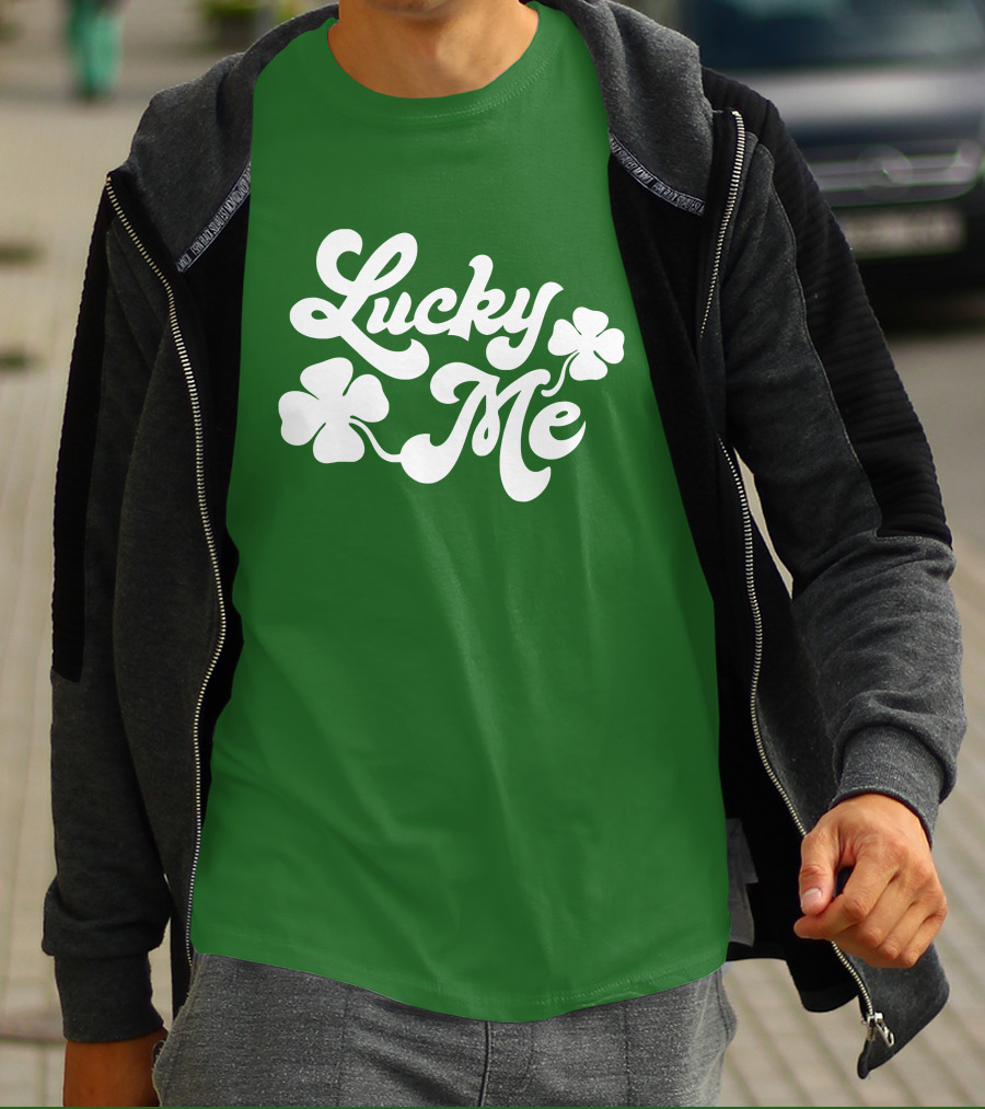 Charlie Hustle Lucky Me St Patrick's Day Green Shamrock T-Shirt