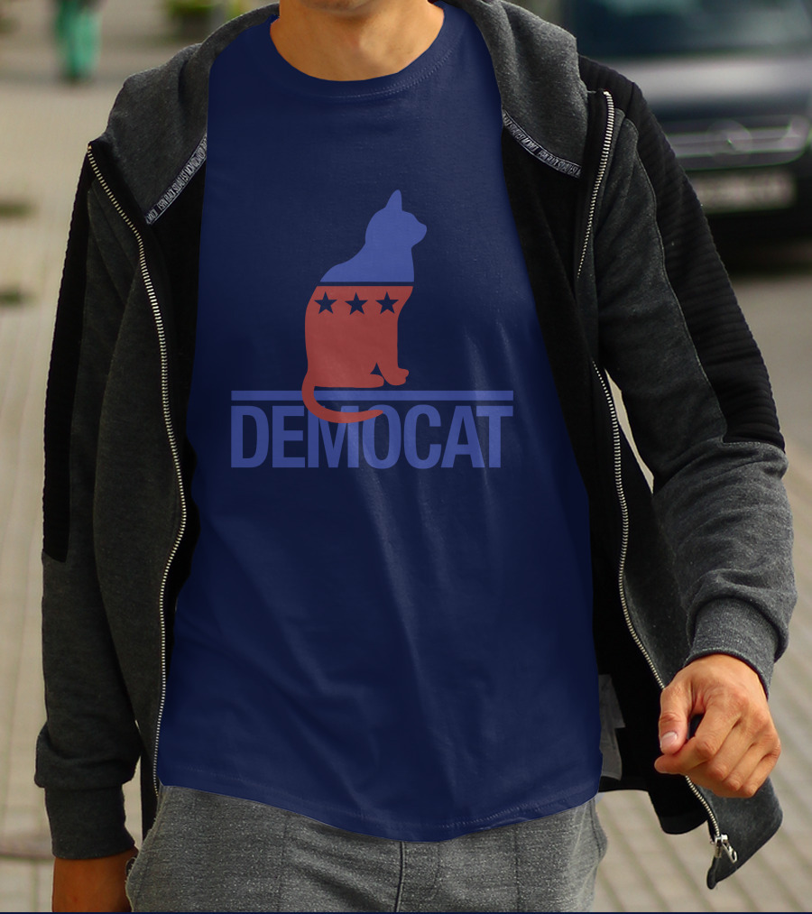 Democat Democrat Cat Political Stars Patriot T-Shirt