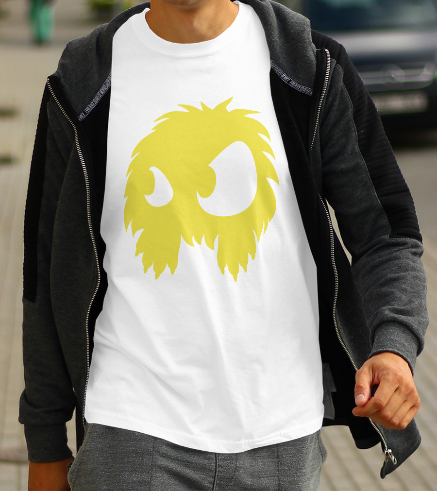 Mcq Monster Flock Mew Yellow Furry Creature Face T-Shirt