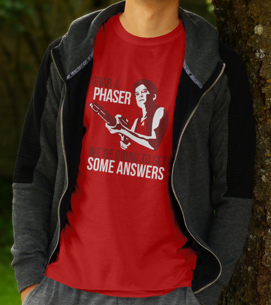 Indiegogo Merch Janeway Terry Farrell Grab A Phaser We're Going To Get Some Answers T-Shirt