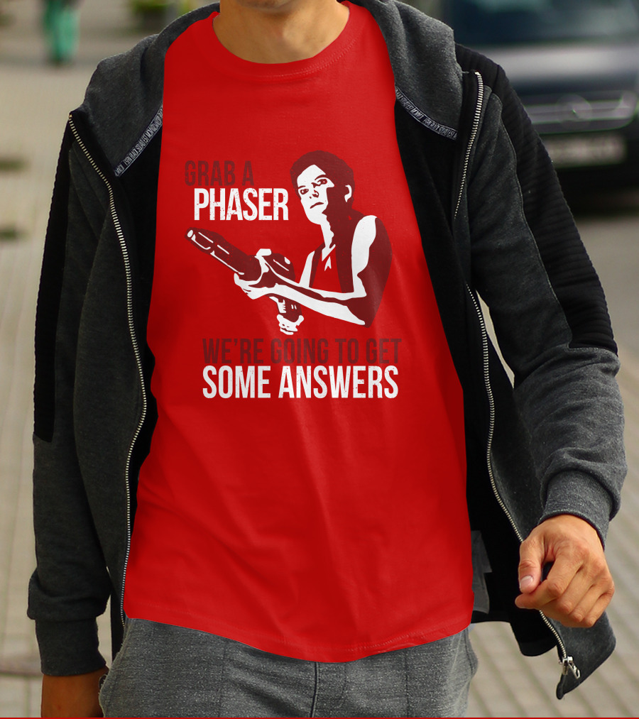 Indiegogo Merch Janeway Terry Farrell Grab A Phaser We're Going To Get Some Answers T-Shirt
