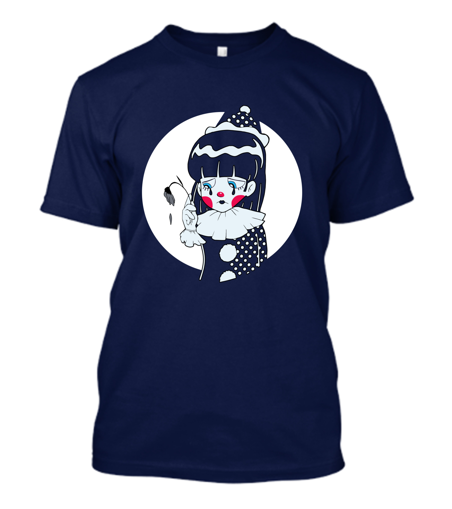 Circusteeth Shop Sad Clown Tearful Pierrot Holding Wilted Flower T-Shirt