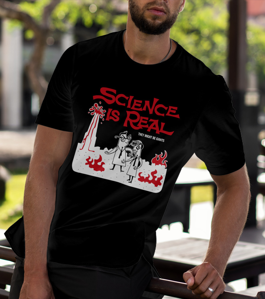 Science Is Real They Might Be Giants Volcanic Cartoon Scene T-Shirt