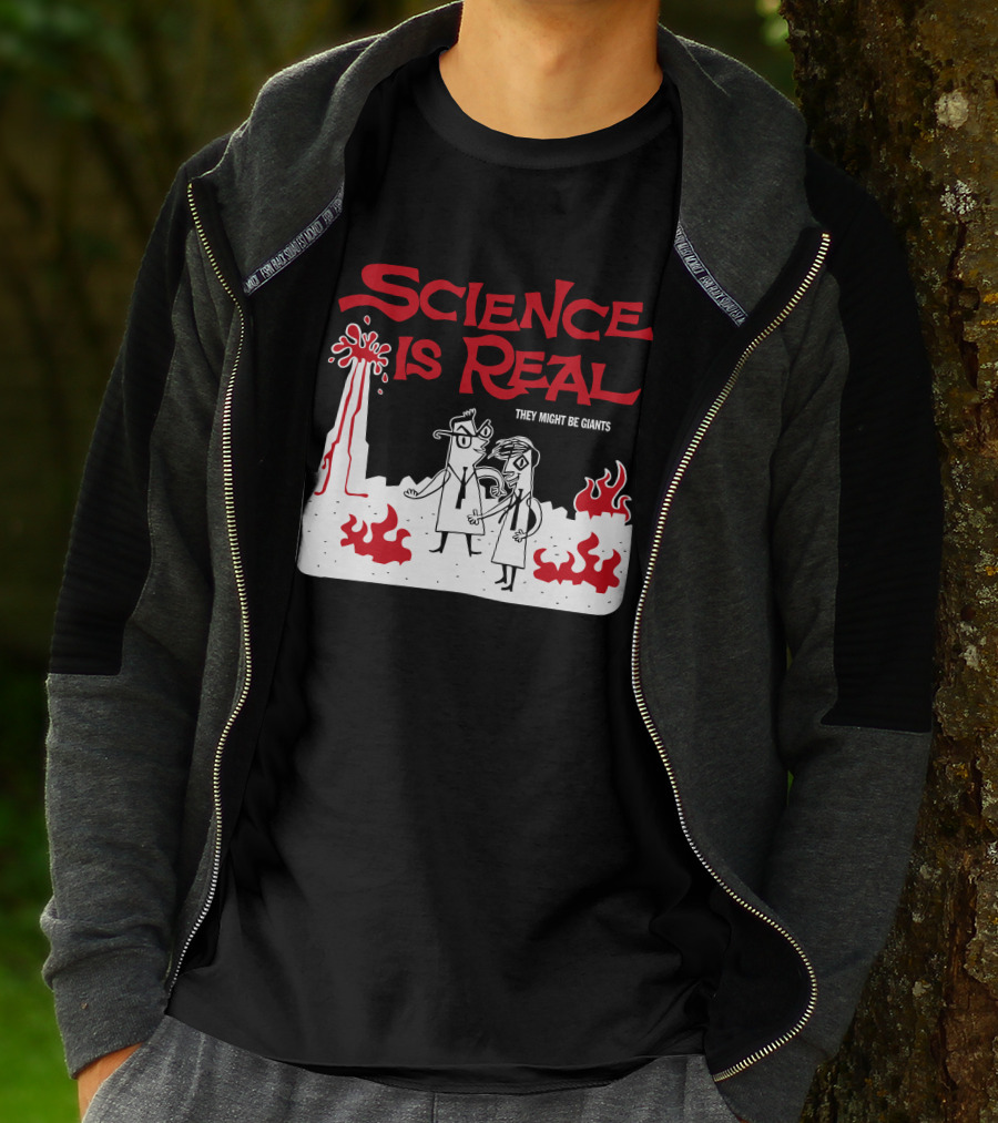 Science Is Real They Might Be Giants Volcanic Cartoon Scene T-Shirt