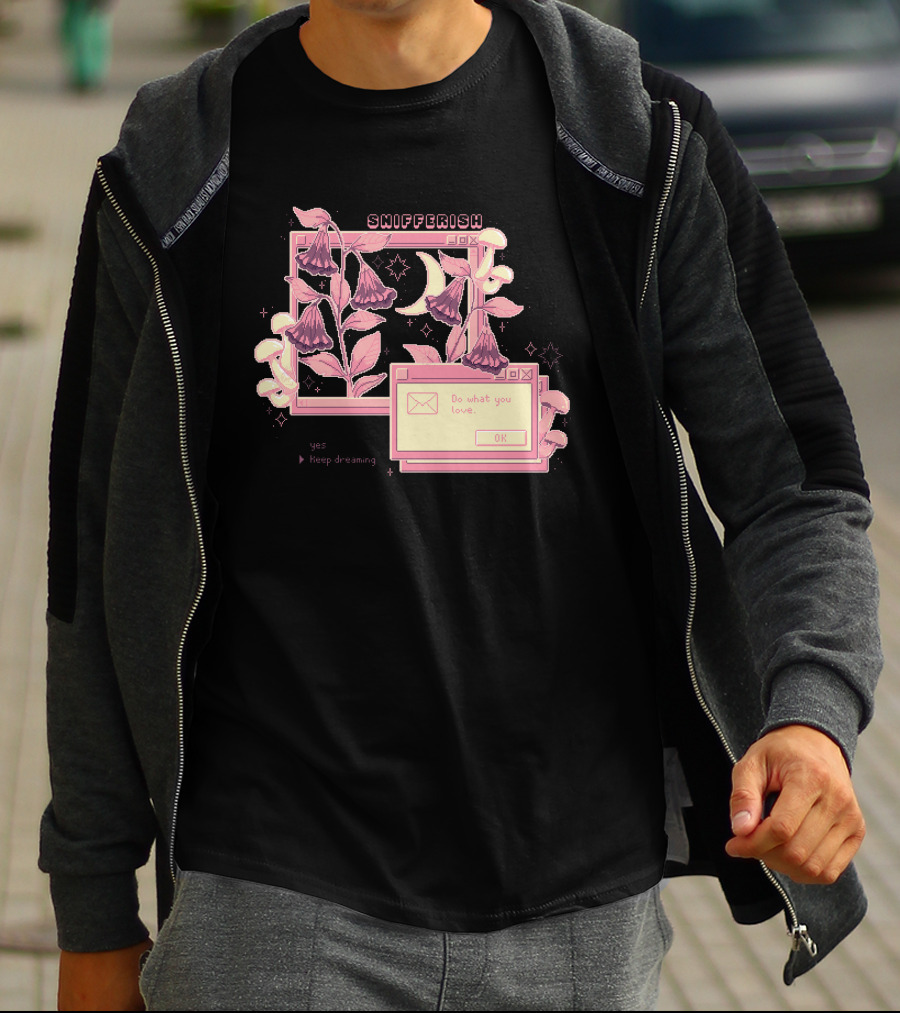 Snifferish Do What You Love Keep Dreaming Floral Pixel T-Shirt