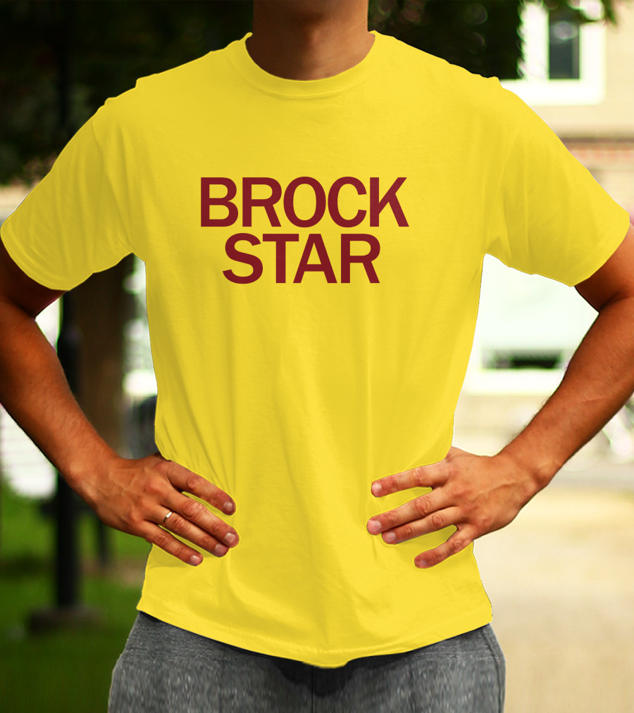 Raygun Merch Brock Star Gold Bold Text On Yellow T-Shirt